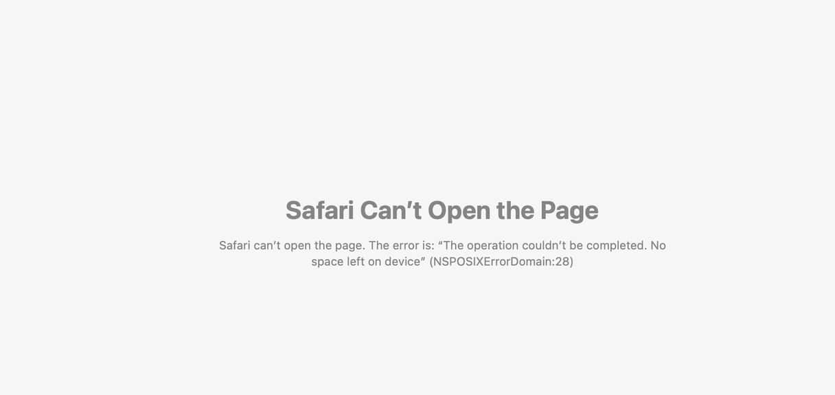 修復Safari“無法完成操作。設備上沒有空間”錯誤
